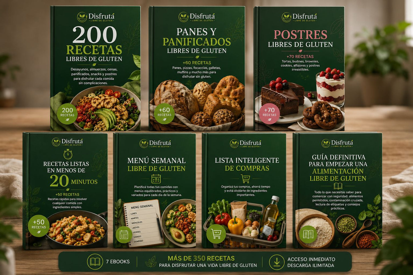 Recetarios con +360 Recetas Antinflamatorias Sin Gluten